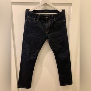 Uniqlo Jeans Dark Indigo Slim Straight Selvedge 34x29.5